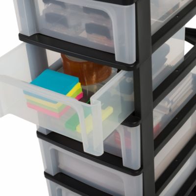 Caisson de rangement plastique recyclé A4, 3 Grands Tiroirs, Noir, OCH-2300, Iris Ohyama