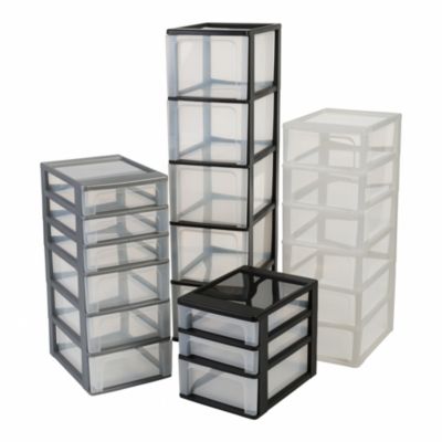 Caisson de rangement plastique recyclé A4, 3 Grands Tiroirs, Noir, OCH-2300, Iris Ohyama