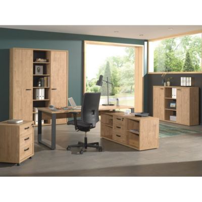 Caisson de rangement pour bureau 3 tiroirs coloris chene doré collection DEPE