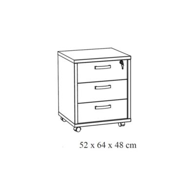 Caisson de rangement pour bureau 3 tiroirs coloris chene doré collection DEPE