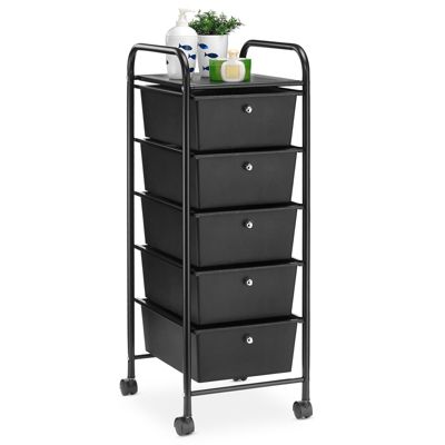 Caisson de rangement sur roulettes GINA 5 tiroirs - Noir et métal