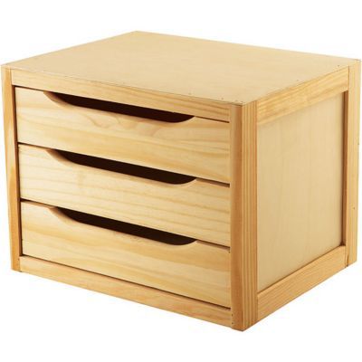 Photo donne 3 blocs tiroirs bois brut,ensemble ou séparé