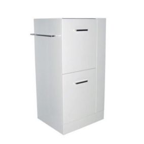 Caisson meuble sous vasque version droite à poser Cooke & Lewis Waneta blanc 43 cm + façade de meuble blanc + plan vasque en céramique blanche