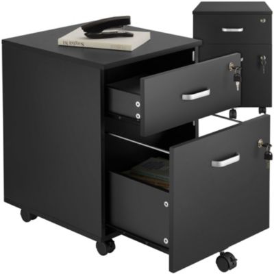 Caisson à roulettes avec 2 tiroirs pour documents format A4 noir