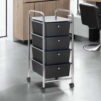 IDIMEX Caisson Sur Roulettes GINA - Chariot 6 Tiroirs Plastique Et Étagère, Rangement Salle De Bain