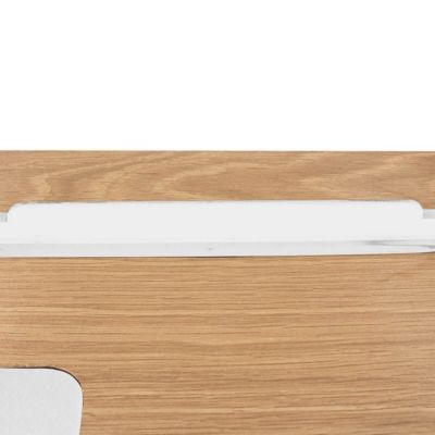 CALEB - Bureau Plateau Effet Bois et Piètement Blanc