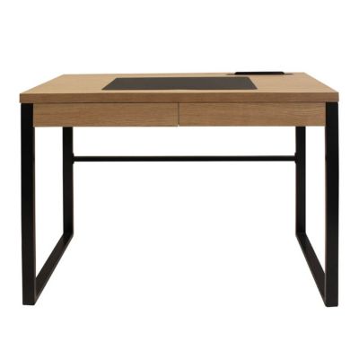 CALEB - Bureau Plateau Effet Bois et Piètement Noir