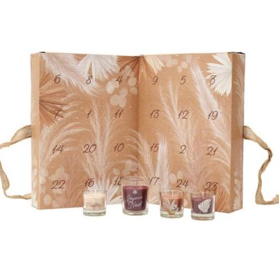 Calendrier de l'Avent 24 Bougies Parfumées "Nature" 30cm Marron