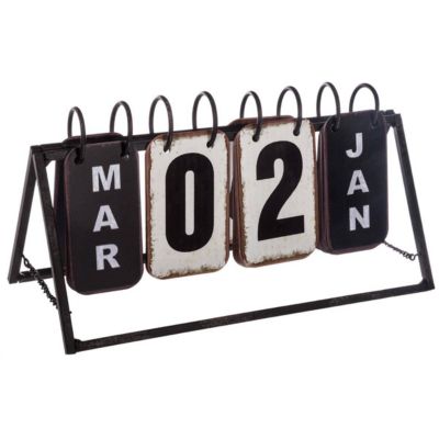 Calendrier Vintage - métal - noir et blanc - 27x15 cm - Atmosphera