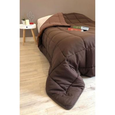 CALGARY Couette chaude Microfibre 400g/m² Choco & Moka 200x200cm