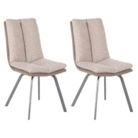 CALLOM - Lot de 2 Chaises Bi-Ton Beiges avec Sur-Coussin