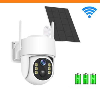 Caméra de surveillance extérieure WiFi,vision nocturne couleur, 2K,alimentée à l'énergie solaire(carte mémoire non incluse)