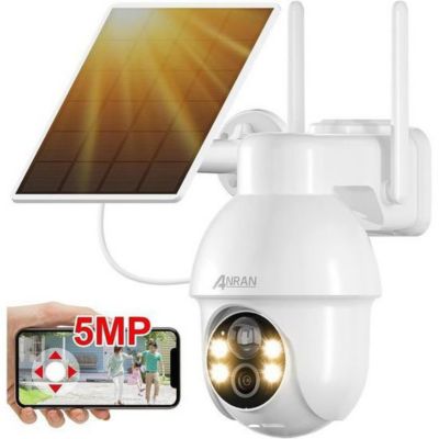 Caméra surveillance extérieure solaire sans fil WiFi PTZ 5MP ANRAN