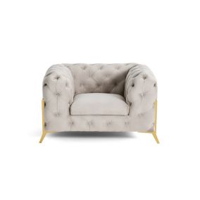 Camden - fauteuil chesterfield en velours - pieds en métal doré - Lisa Design