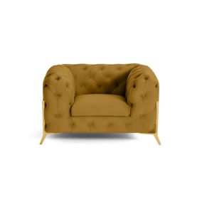 Camden - fauteuil chesterfield en velours - pieds en métal doré - Lisa Design