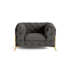 Camden - fauteuil chesterfield en velours - pieds en métal doré - Lisa Design