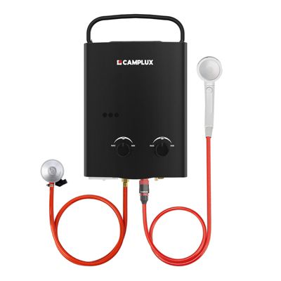 CAMPLUX AY132B Chauffe-eau à Gaz portables de 5L/min 10kW, Chauffe-eau instantanés au gaz propane/butane 30/37mbar Noir