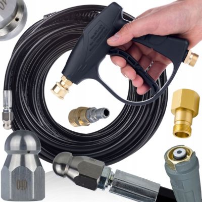 CanalJet EasyLock Compact Set Nettoyage Canalisation - Tuyau 20 m M22, Pistolet 300 bar 1/4, Compatible Karcher HD HDS EasyLock