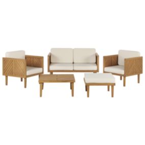 Canapé 2 places avec fauteuils BARATTI Acacia Bois clair