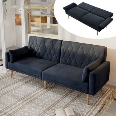 Canapé 2 places compact en velours, canapé-lit convertible avec fonction couchage, parfait pour salon, chambre ou pièce d'amis
