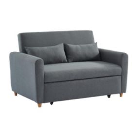 Canapé 2 places convertible en tissu gris AYLA