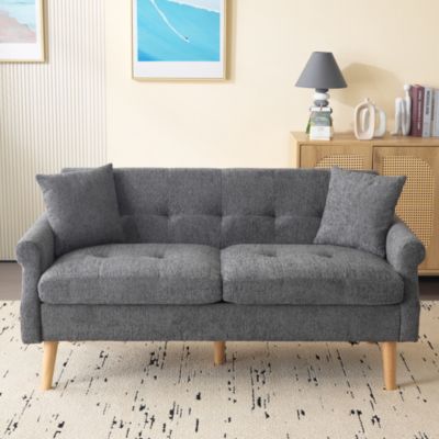 Canapé 2 places en chenille avec coussins épais, design moderne, confortable et élégant, idéal pour salon, chambre ou appartement