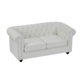 Canapé 2 places en simili blanc CHESTERFIELD