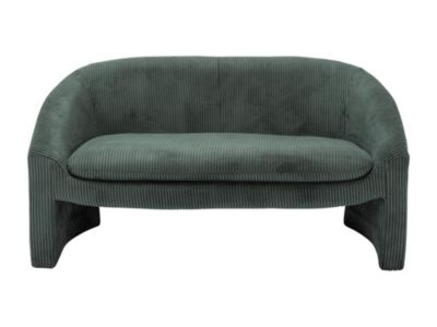 Canapé 2 places et fauteuil en velours côtelé vert OSSANA