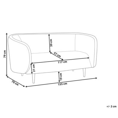 Canapé 2 places LOEN Tissu Beige clair