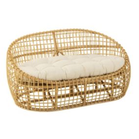 Canapé 2 Places Rotin & Coussin "Lise" 137cm Naturel