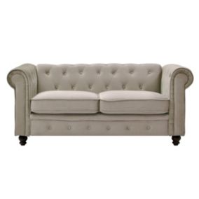 Canapé 2 Places Velours "Chesterfield" 157cm Taupe