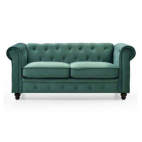 Canapé 2 Places Velours "Chesterfield" 158cm Vert