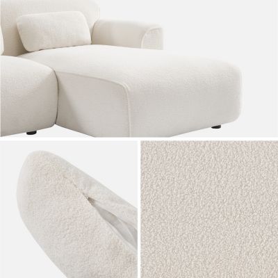 Canapé 3 places. angle droit. tissu bouclette. Wallas. L 196 x P 151 / 91 / x H 73cm