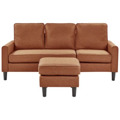 Canapé 3 places AVESTA Tissu Marron doré avec ottoman