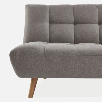 Canapé Clic-clac Gris Foncé Avec Pieds En Bois - Convertible En Lit 2 Places, Dimensions 193x86x78cm