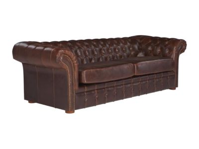 Canapé 3 places chesterfield CLOTAIRE 100% cuir vieilli