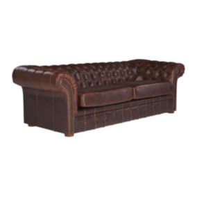 Canapé 3 places chesterfield CLOTAIRE 100% cuir vieilli