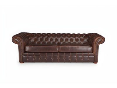 Canapé 3 places chesterfield CLOTAIRE 100% cuir vieilli