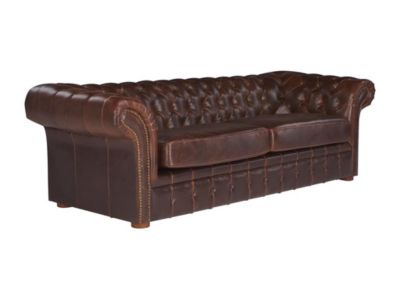 Canapé 3 places chesterfield CLOTAIRE 100% cuir vieilli