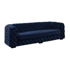 Canapé 3 places chesterfield STANLEY - Velours bleu nuit