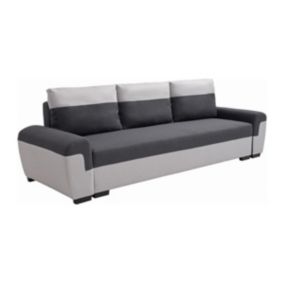 Canapé 3 places convertible en tissu anthracite et gris clair GABY II