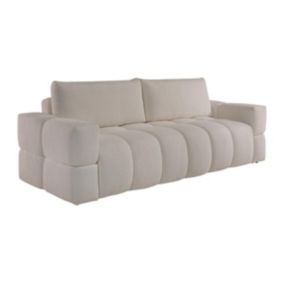 Canapé 3 places convertible en tissu bouclette beige ISSORO II