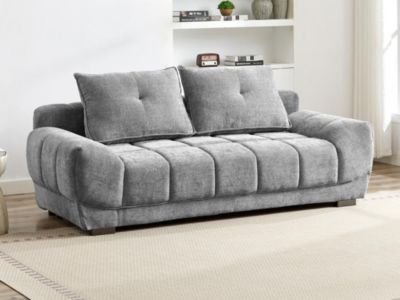 Canapé 3 places convertible en tissu gris FERLI