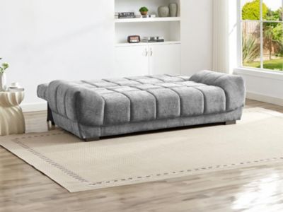 Canapé 3 places convertible en tissu gris FERLI