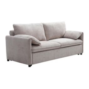 Canapé 3 places convertible en tissu texturé beige ALPARETO