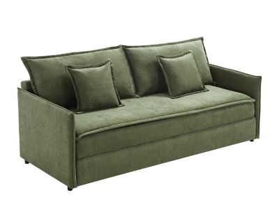 Canapé 3 places convertible en tissu vert kaki avec assise à mémoire de ...