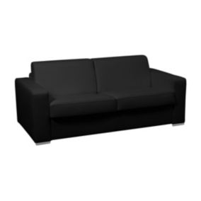 Canapé 3 places convertible express 100% cuir de buffle noir matelas 18 cm DELECTEA II