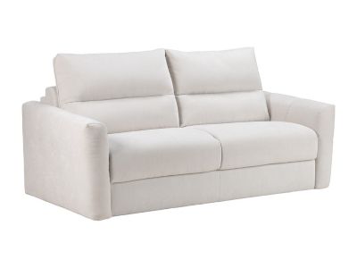 Canapé 3 places convertible express en tissu chenille beige - Couchage 140 cm - Matelas 13 cm DOVENA de Maison Céphy