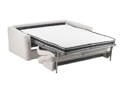 Canapé 3 places convertible express en tissu chenille beige - Couchage 140 cm - Matelas 13 cm DOVENA de Maison Céphy