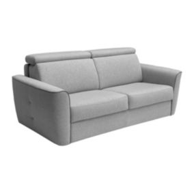 Canapé 3 places convertible express en tissu gris clair - couchage 140 cm - matelas 13 cm FLUTARI
